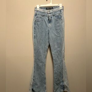 Two Tone High waisted Flare Jeans Social Tourist Sz 25